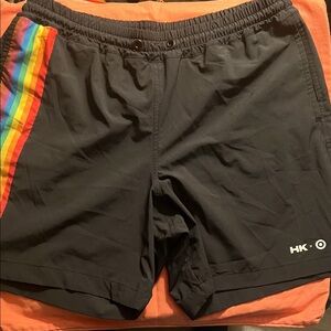 Humankind Black Shorts with Rainbow Stripe